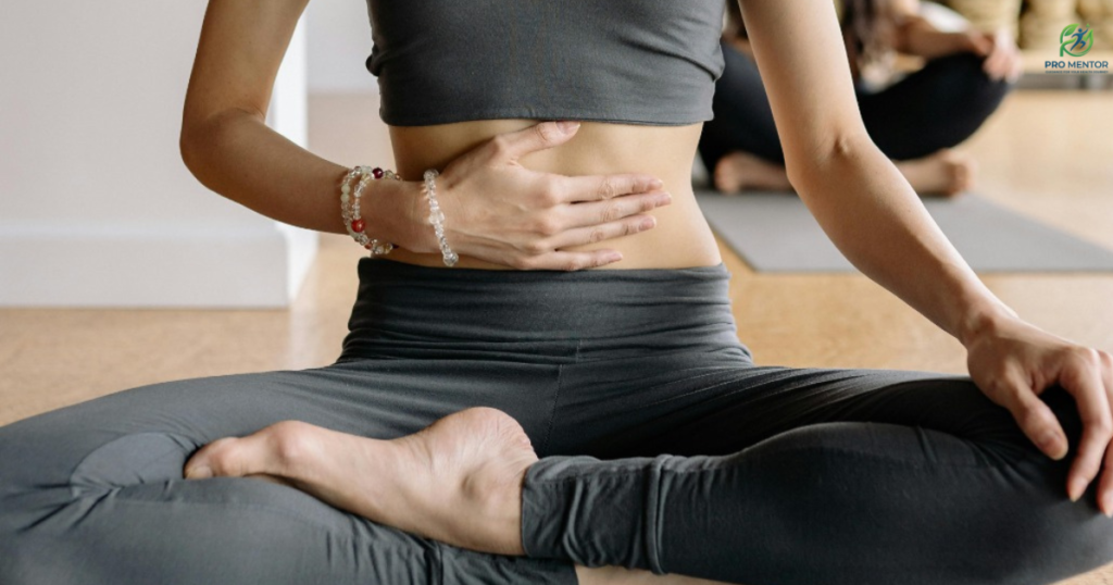 Woman practicing meditation for gut health and stress reduction
